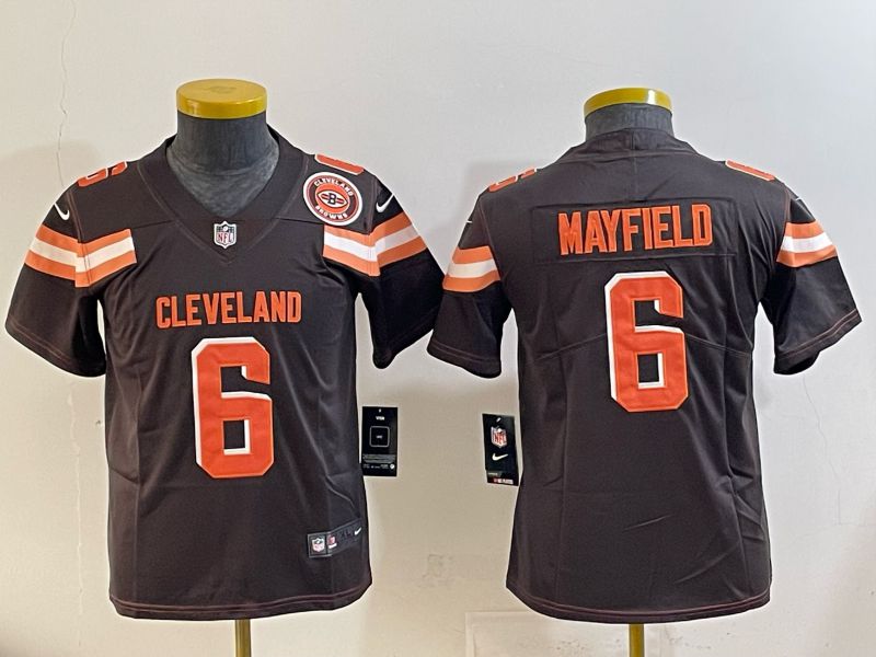 Youth 2025 Nike Cleveland Browns 6 Mayfiels brown Retro Limited NFL Jersey style 03